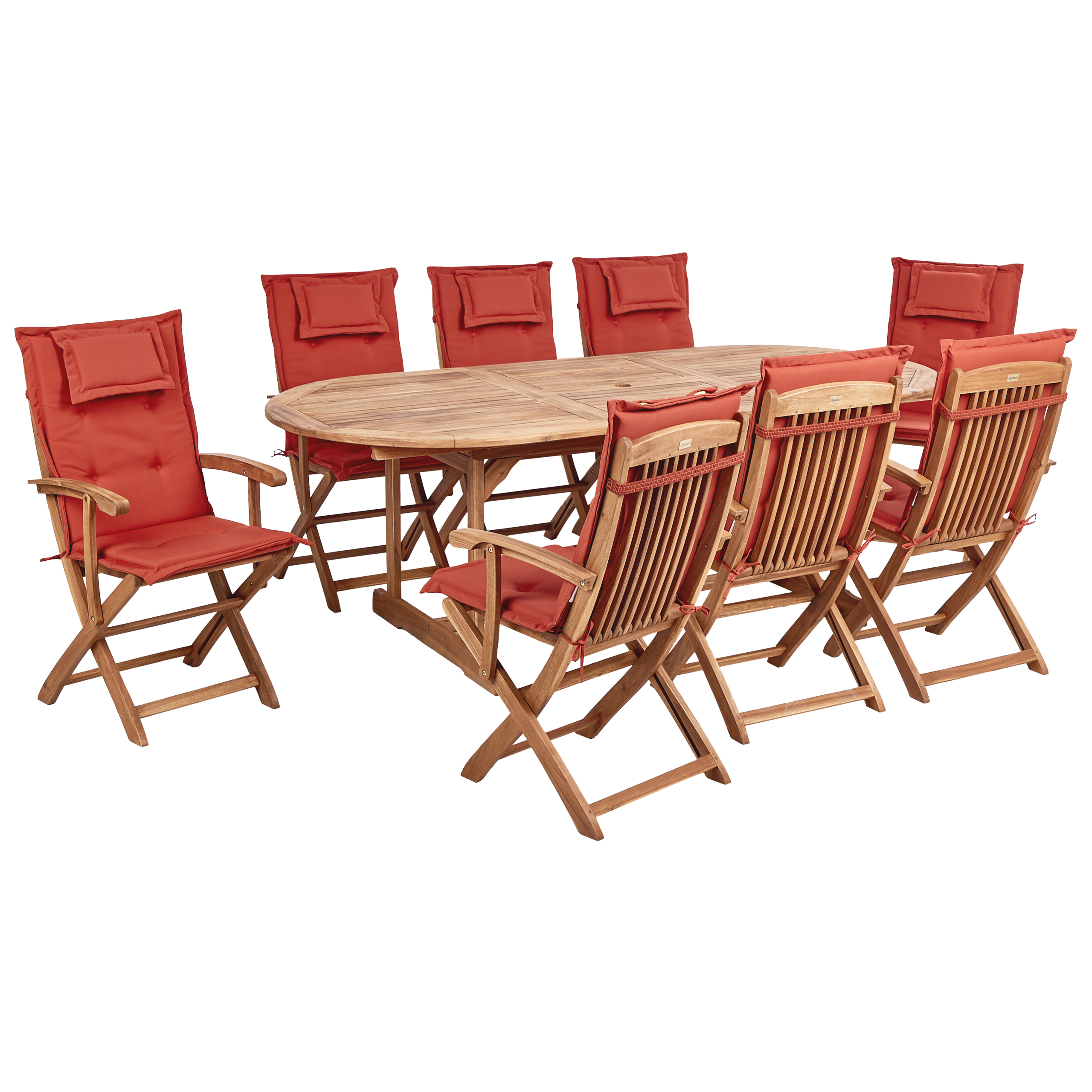 Beliani - Set de salle à manger, 8 Personnes Acacia Rouge foncé MAUI II - Beliani - Imagen 3