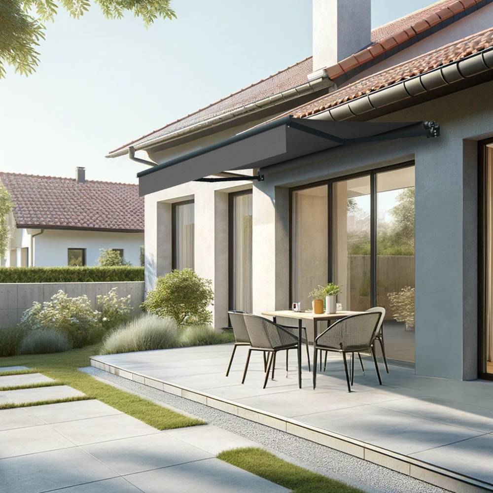 Store banne loggia LOCUS 3,00x2,00m (Motorisé et Interrupteur - Gris Graphite - Gris anthracite) - Alia Productions - Imagen 1
