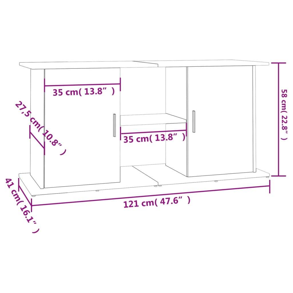 Grand Meuble Aquarium Bois d'ingénierie Style Naturel Chêne Sonoma 121 cm - ComfortXL Outdoor Living - Image 5