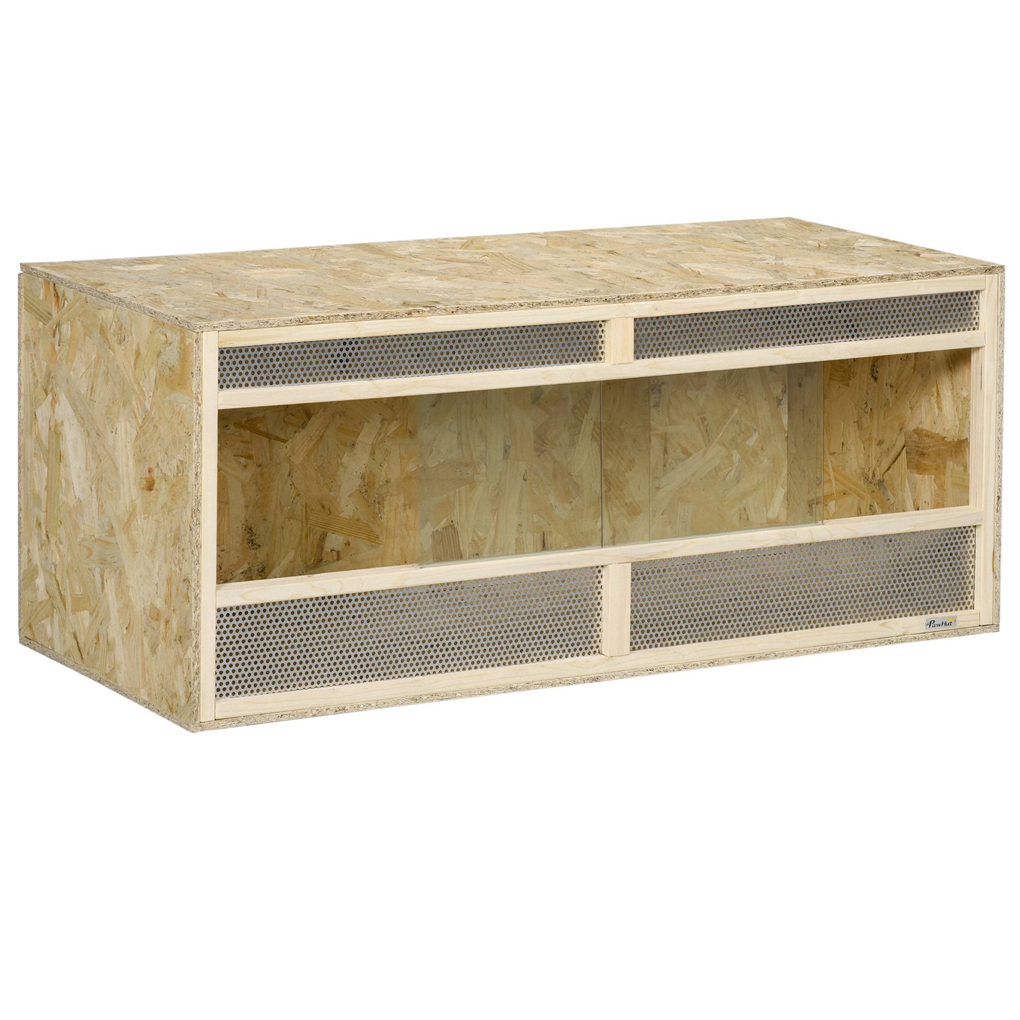 ComfortXL - Terrarium pour reptiles OSB et verre trempé 120 x 50 x 50 cm bois naturel ventilation et portes coulissantes - Image 10