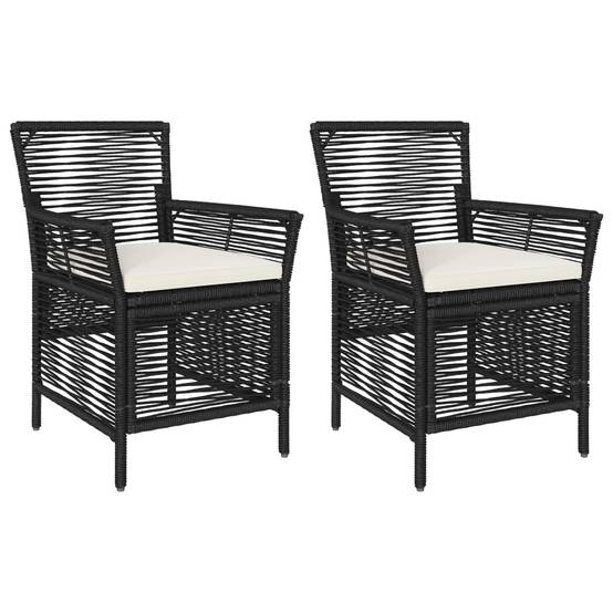 Chaises de jardin polyrotin noir et crème 61 x 58 x 83 cm - PANGIVO - Image 2