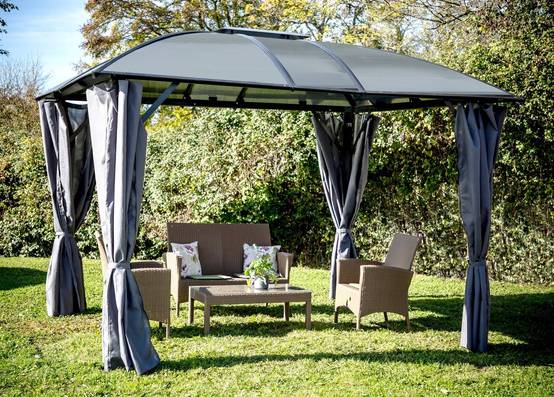 Habrita - Pergola autoportante alu toit 4 pentes gris 10,80 m2 - Gloriette - Image 2