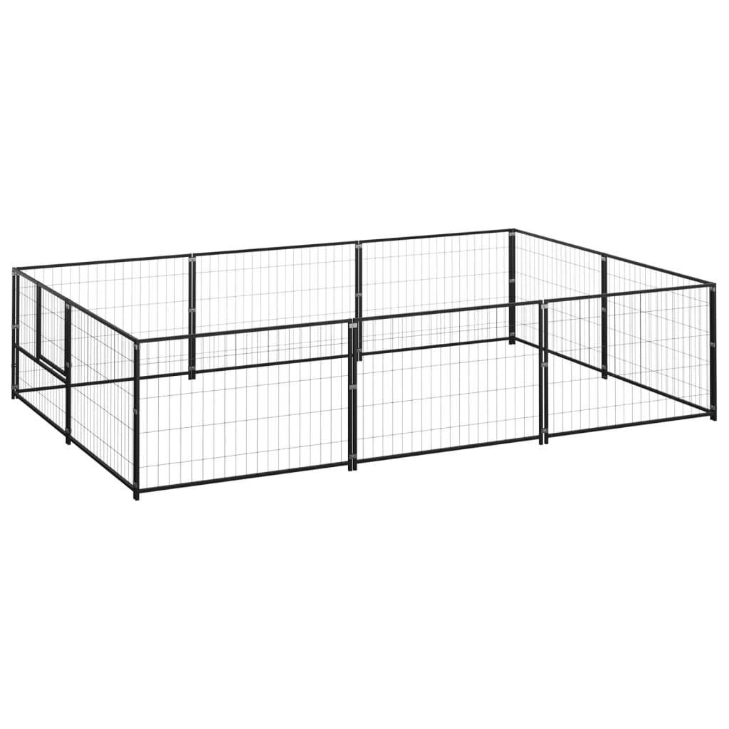 Helloshop26 - Chenil extérieur cage enclos parc animaux chien noir 6 m² acier - Imagen 1