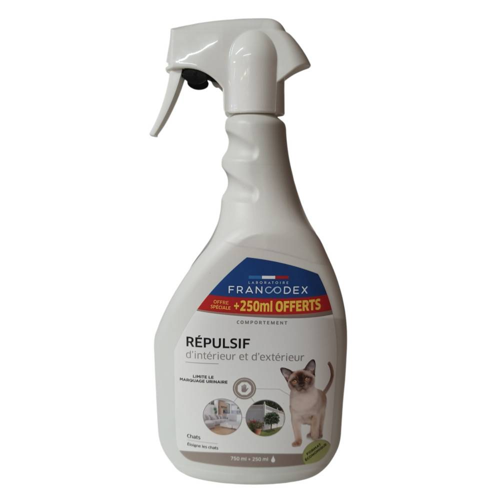 Francodex - Repelente de Interior y Exterior spray de 750 ml + 250 ml, Para Gatos - Imagen 3