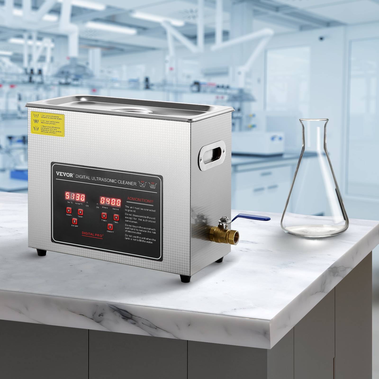 Vevor - VEVOR Nettoyeur ultrasons 6L inox numérique, chauffage, réglable temps/température, labo/pro. - Image 8