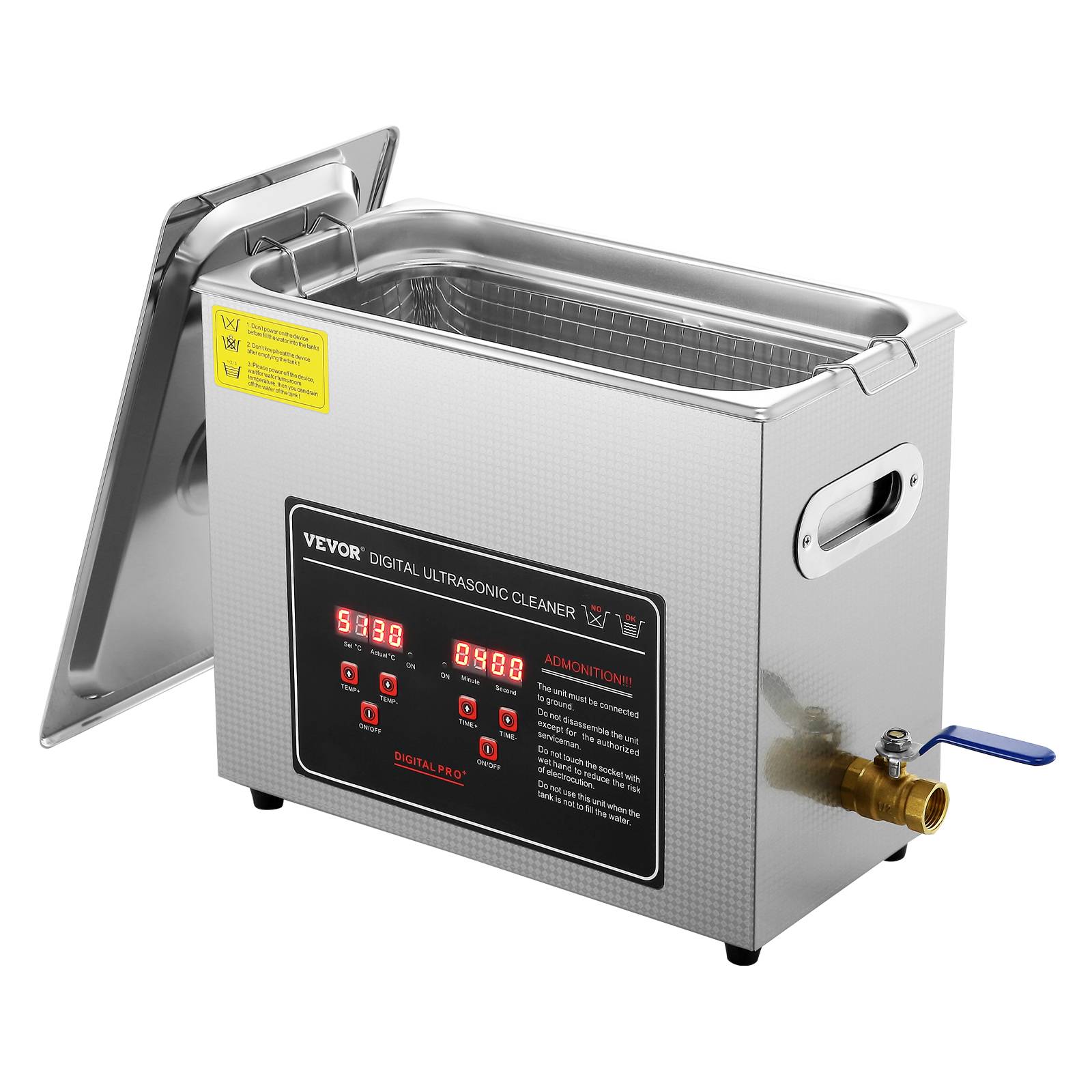 Vevor - VEVOR Nettoyeur ultrasons 6L inox numérique, chauffage, réglable temps/température, labo/pro. - Image 1