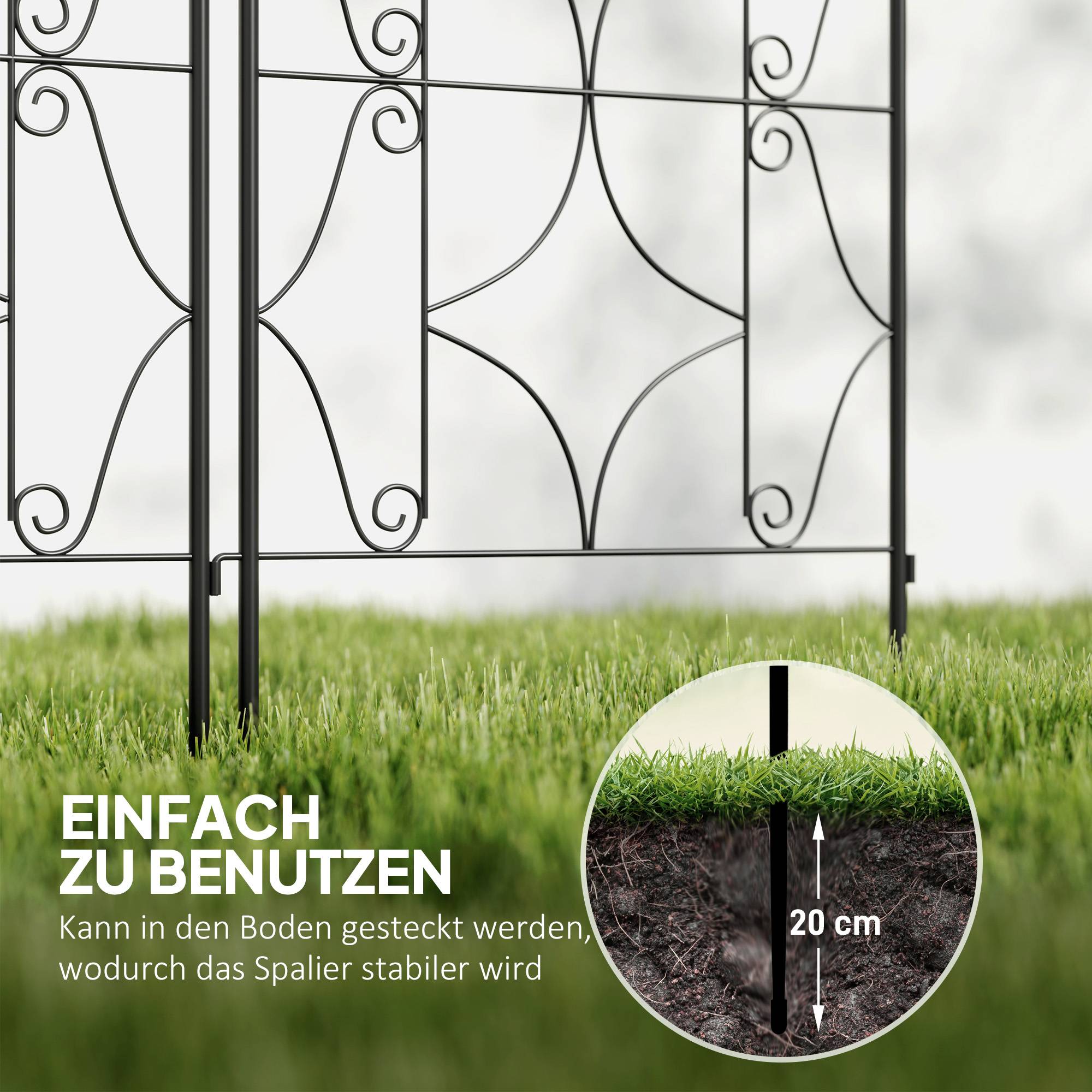 ComfortXL - Treillis plantes grimpantes métal noir lot de 2 50 x 150 cm à planter support décoratif jardin extérieur - Image 5
