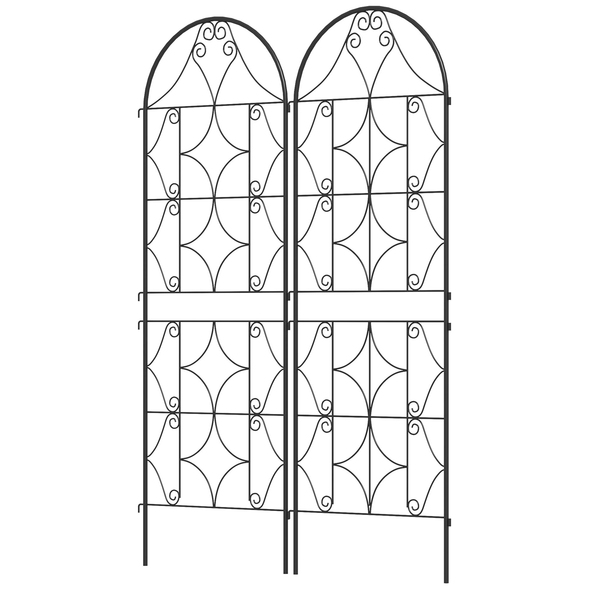 ComfortXL - Treillis plantes grimpantes métal noir lot de 2 50 x 150 cm à planter support décoratif jardin extérieur - Image 2