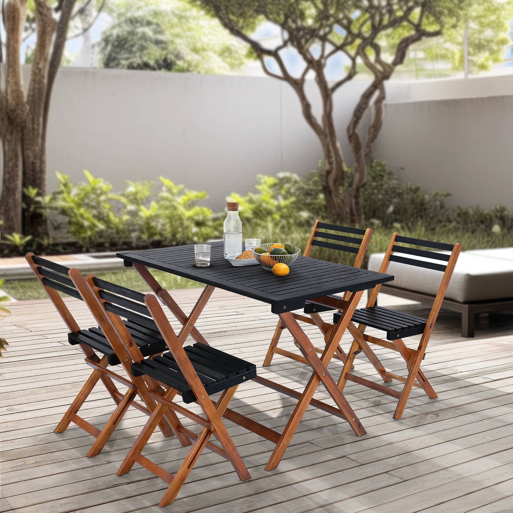 Salon de jardin 5 pièces Altamura bois d'acacia naturel gris [en.casa] - Imagen 8
