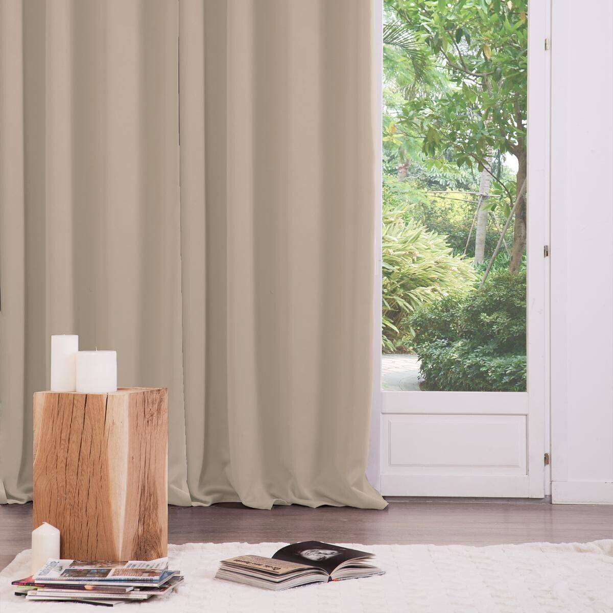 Atmosphera - Lot de 2 rideaux occultants "Odelie" beige 135x240cm - Atmosphera Créateur d'intérieur - Imagen 1