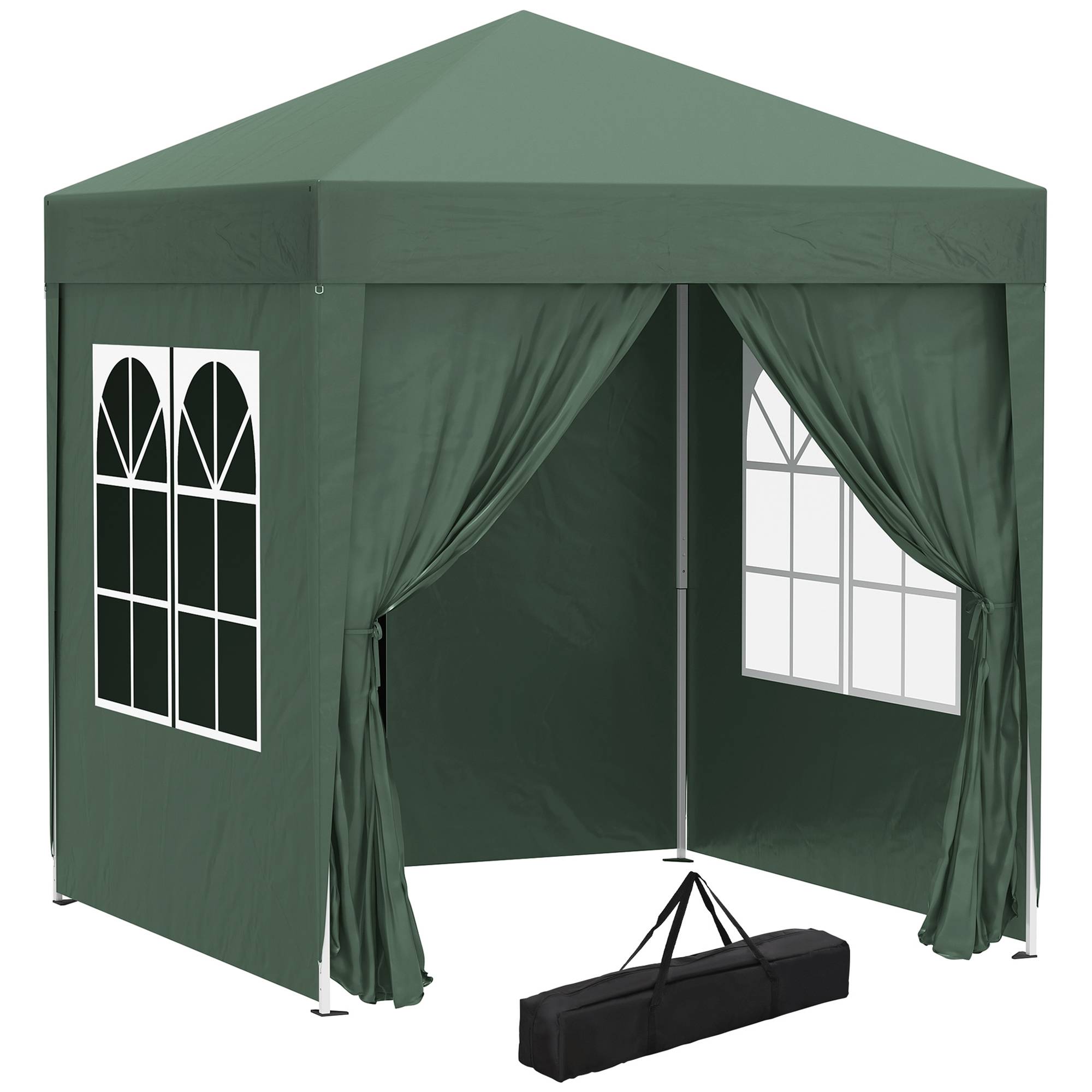 Tonnelle pliante acier vert foncé 200 x 200 x 240 cm - PANGIVO - Image 1