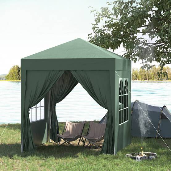 Tonnelle pliante acier vert foncé 200 x 200 x 240 cm - PANGIVO - Image 4