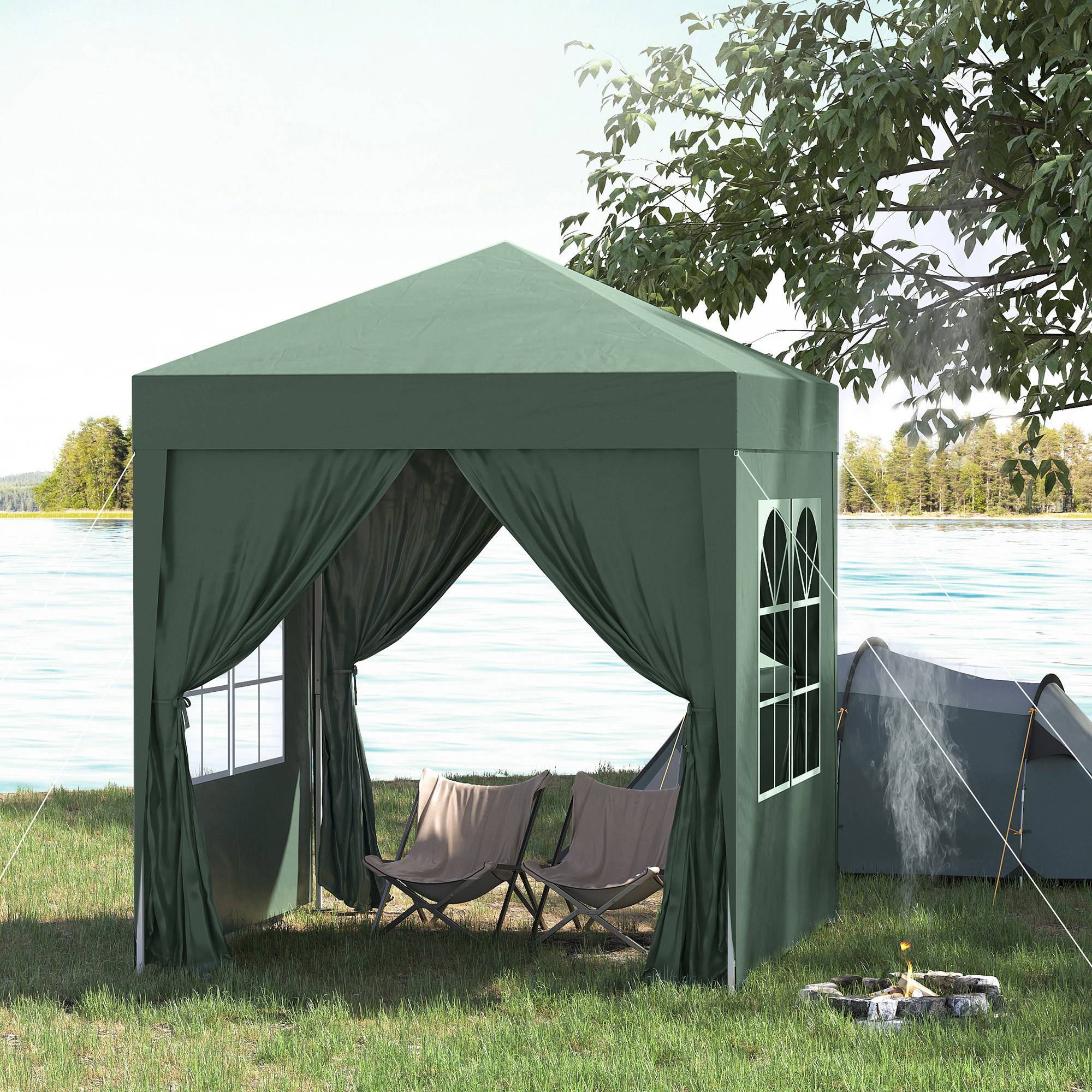 Tonnelle pliante acier vert foncé 200 x 200 x 240 cm - PANGIVO - Image 4