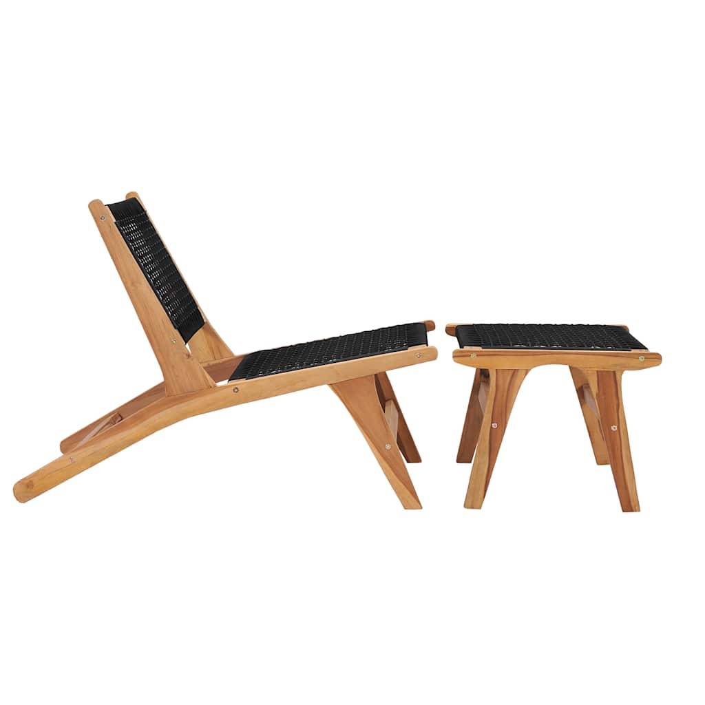 Vidaxl - Chaise longue avec repose-pied Bois de teck solide et corde vidaXL 49368 - Imagen 2