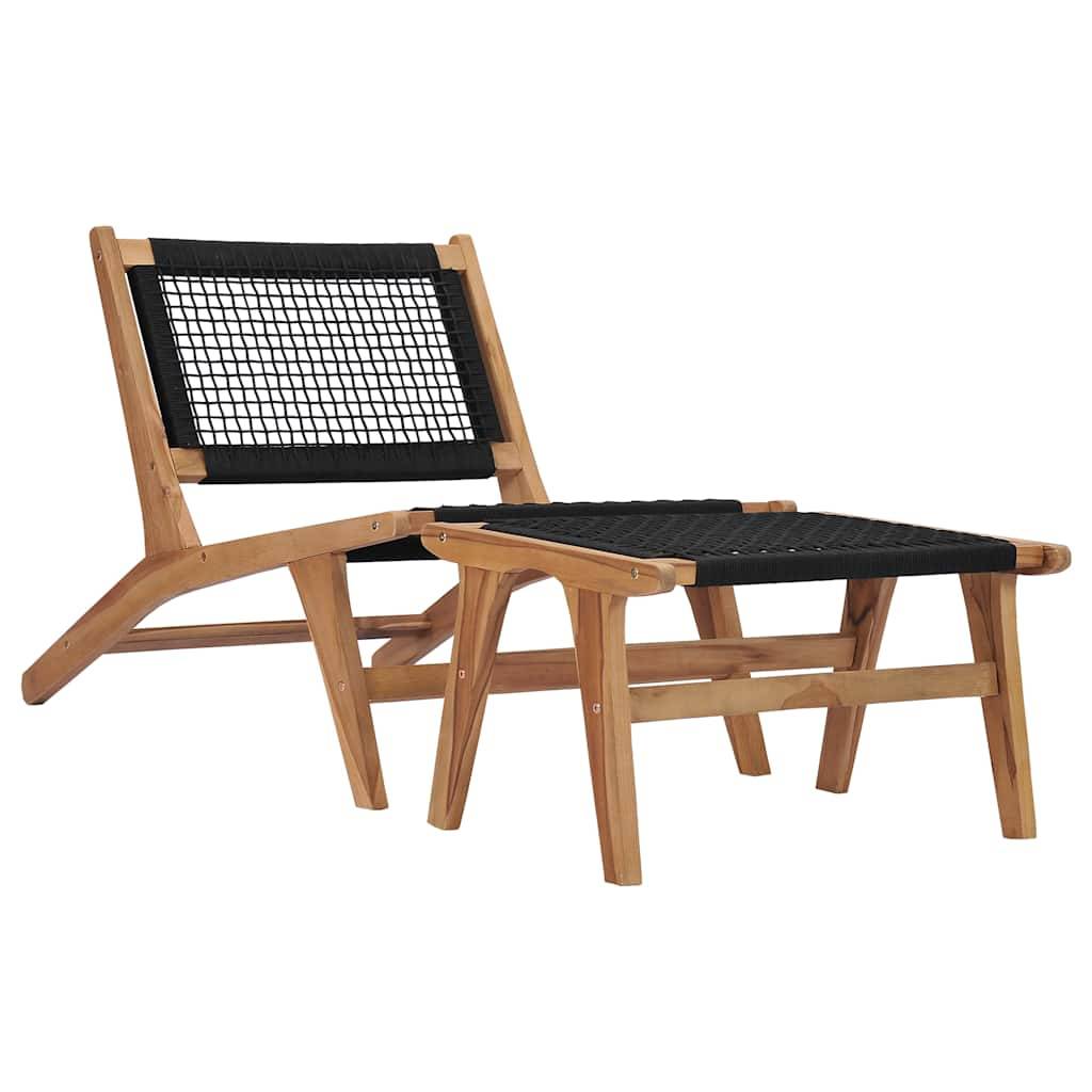 Vidaxl - Chaise longue avec repose-pied Bois de teck solide et corde vidaXL 49368 - Imagen 1