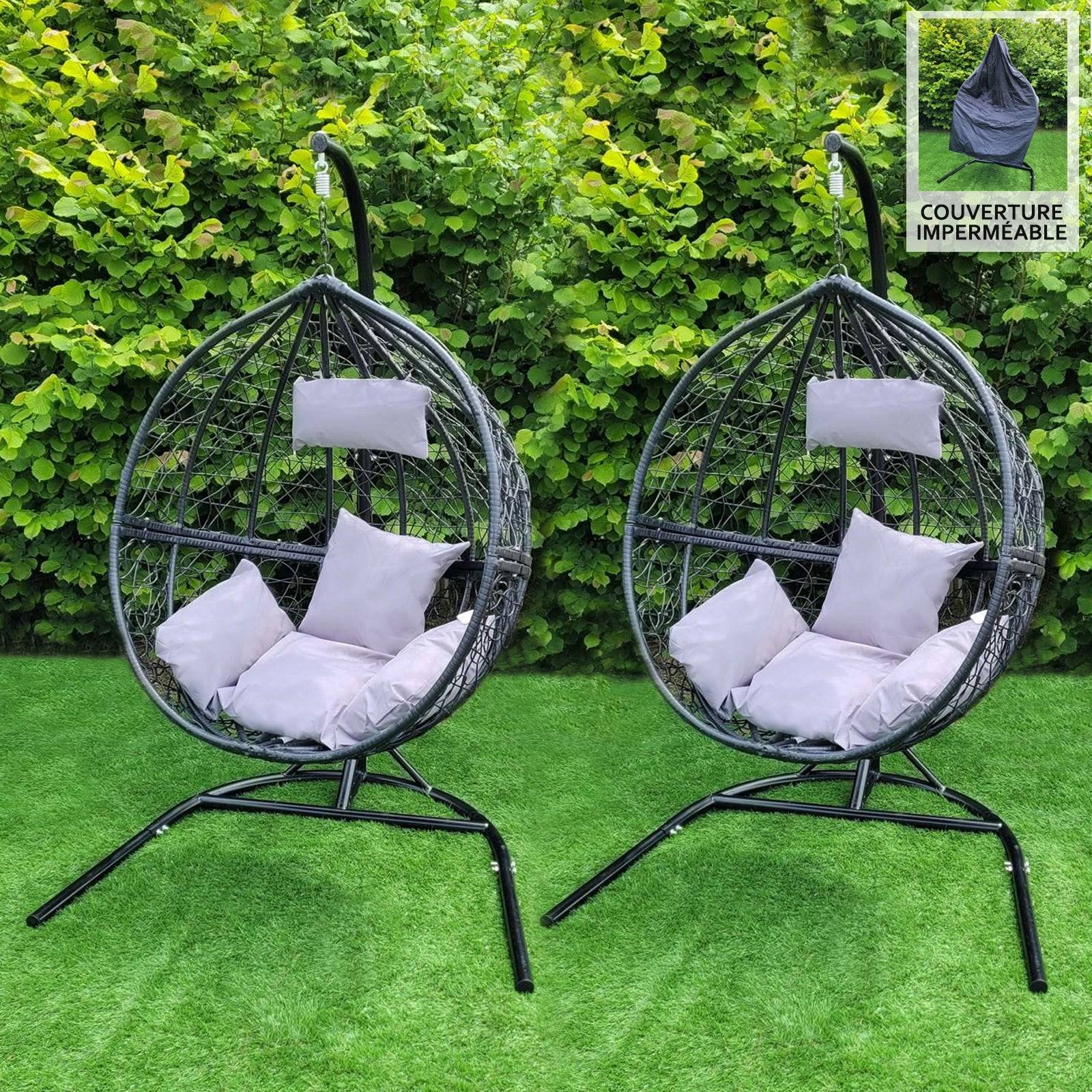 Monstershop - Chaise Suspendue en Rotin Noir x 2 - Imagen 2