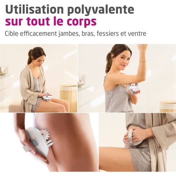 Appareil de massage - MEDISANA - AC 860 - Anti-cellulite - 2 intensités - 3 x 2 rouleaux rotatifs amovibles - Blanc / Rose - Image 5