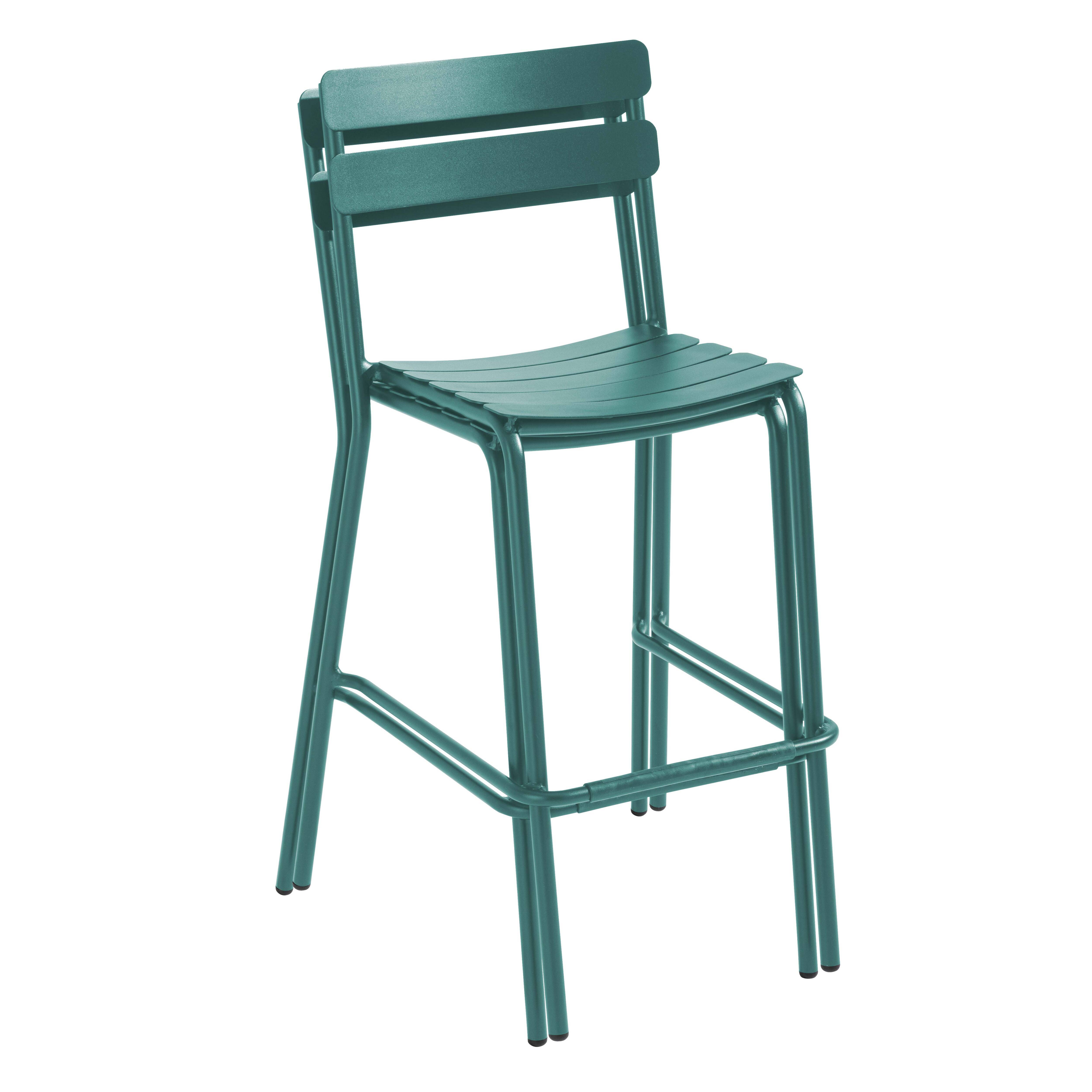 Oviala - Table haute de terrasse avec 2 chaises en aluminium vert foncé Almada - Oviala - Image 6