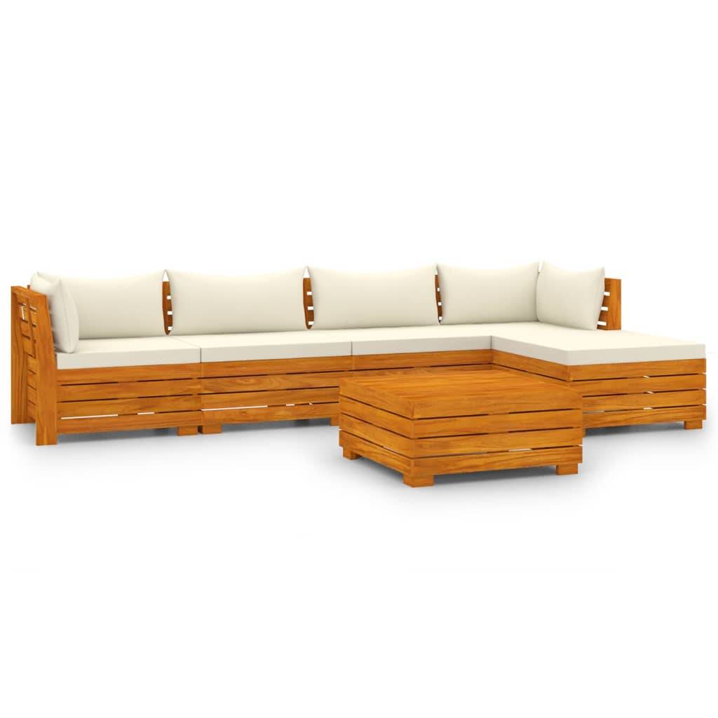Helloshop26 - Salon de jardin meuble d'extérieur ensemble de mobilier 6 pièces avec coussins bois d'acacia solide - Imagen 1