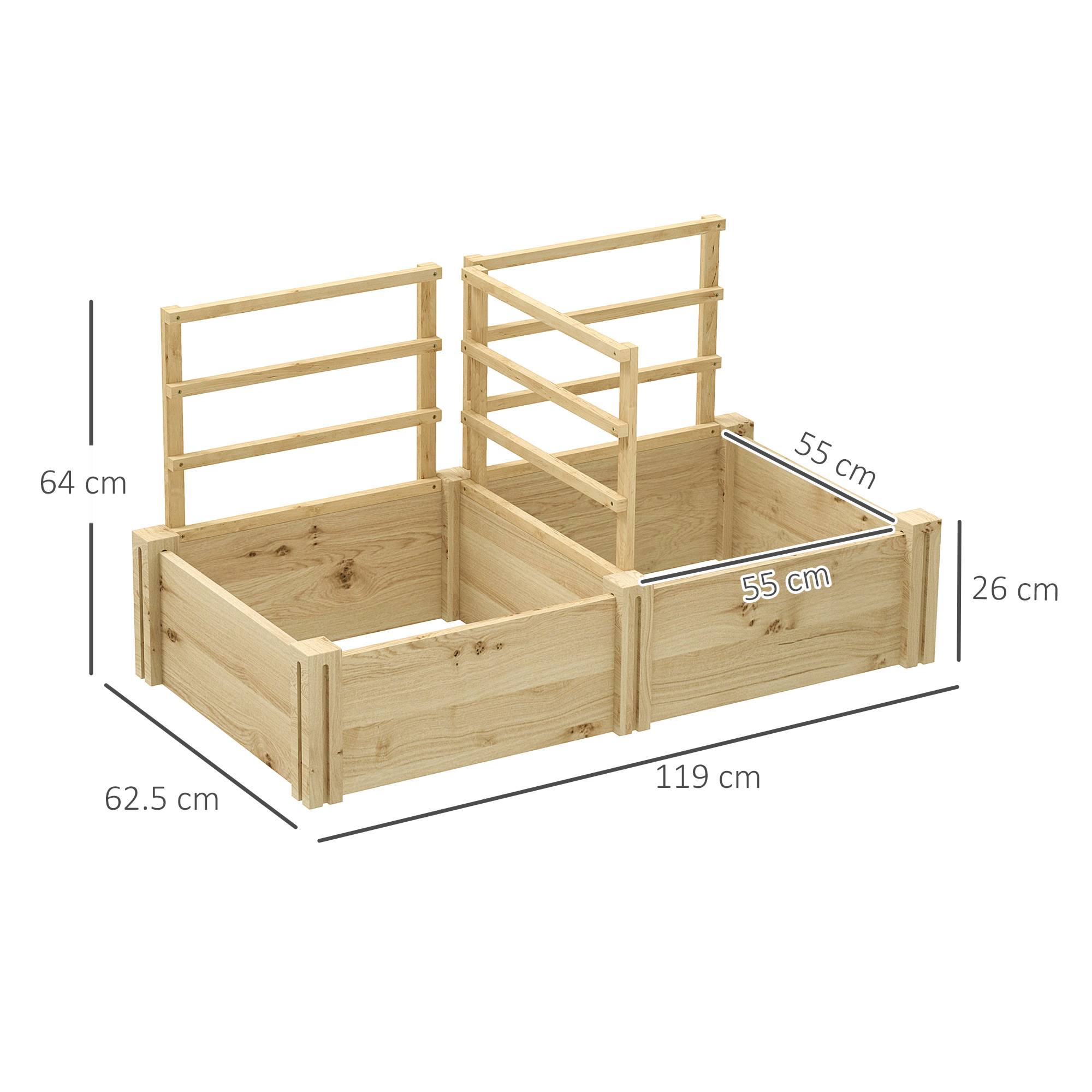 Carré potager sur pied bois sapin jardin 3 treillis fond ouvert 119x62.5x64cm naturel - ComfortXL Outdoor Living - Image 5