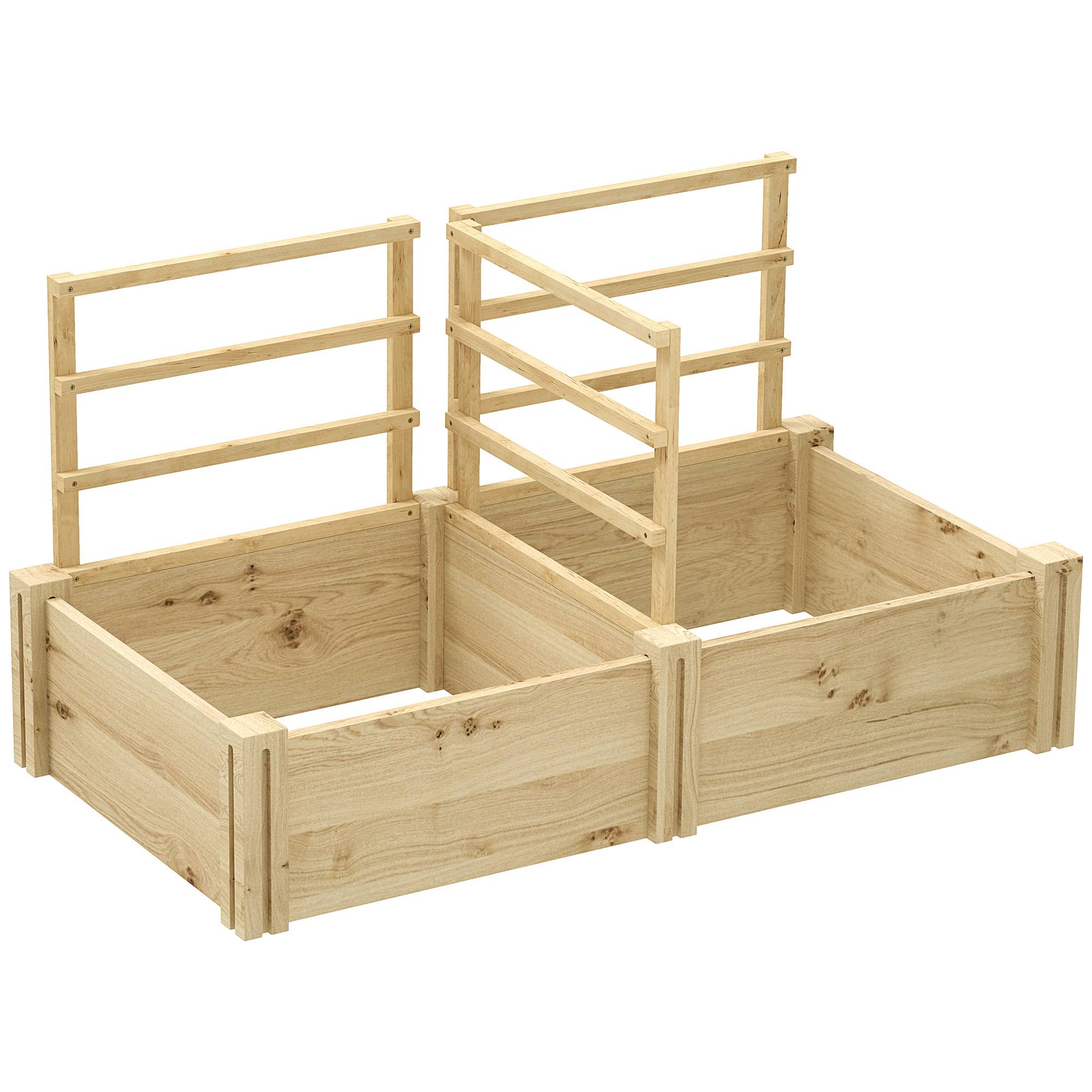 Carré potager sur pied bois sapin jardin 3 treillis fond ouvert 119x62.5x64cm naturel - ComfortXL Outdoor Living - Image 2