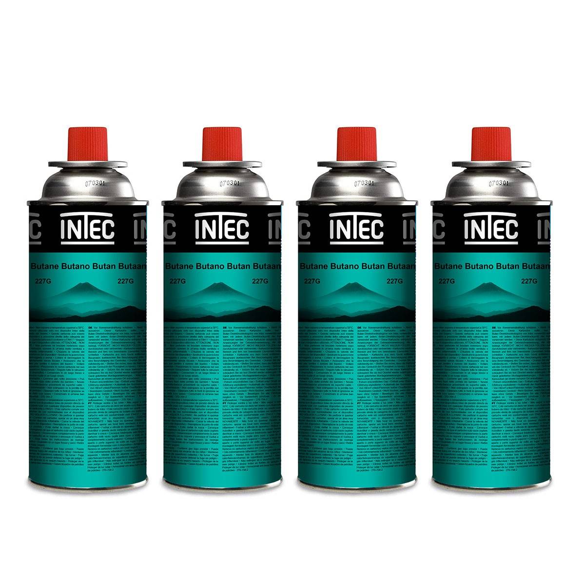 Pack 4 Bouteilles de gaz Butane 250g Cartouche gaz Camping Compacte Encliquetable Réchaud Désherbeur Barbecue INTEC - Image 1