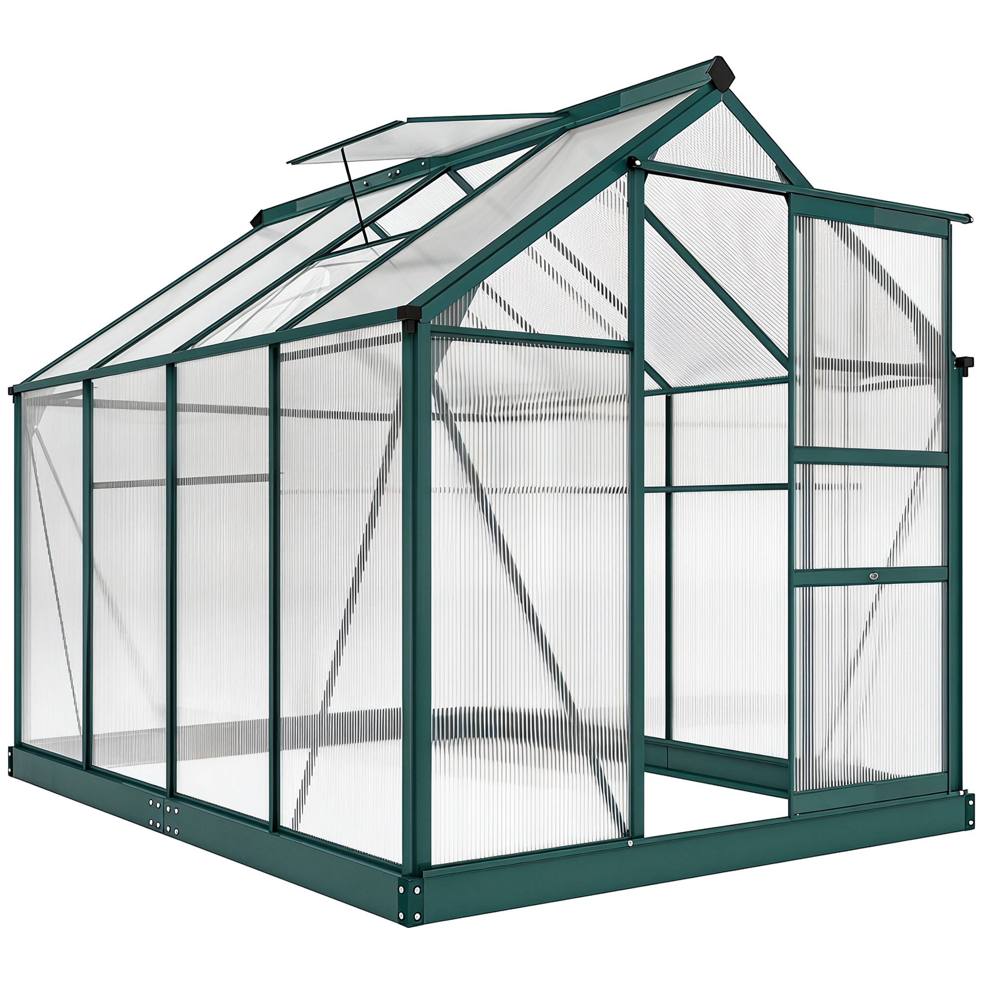 Sans Marque - Serre de jardin en polycarbonate résistant aux UV avec fenêtre et porte coulissante, 190 x 252 x 201 cm - Image 1