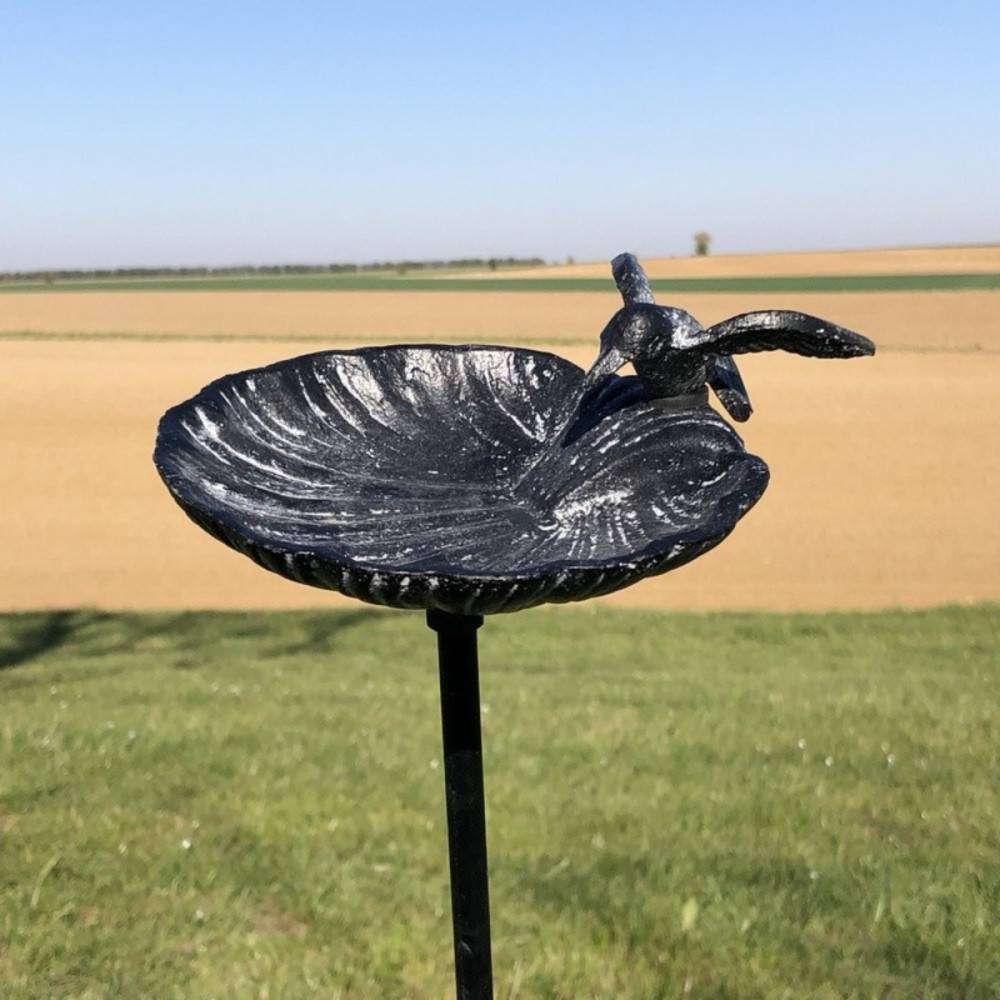 Bain d'oiseaux en fonte gris 15 x 100 cm Chemin de campagne - Imagen 2