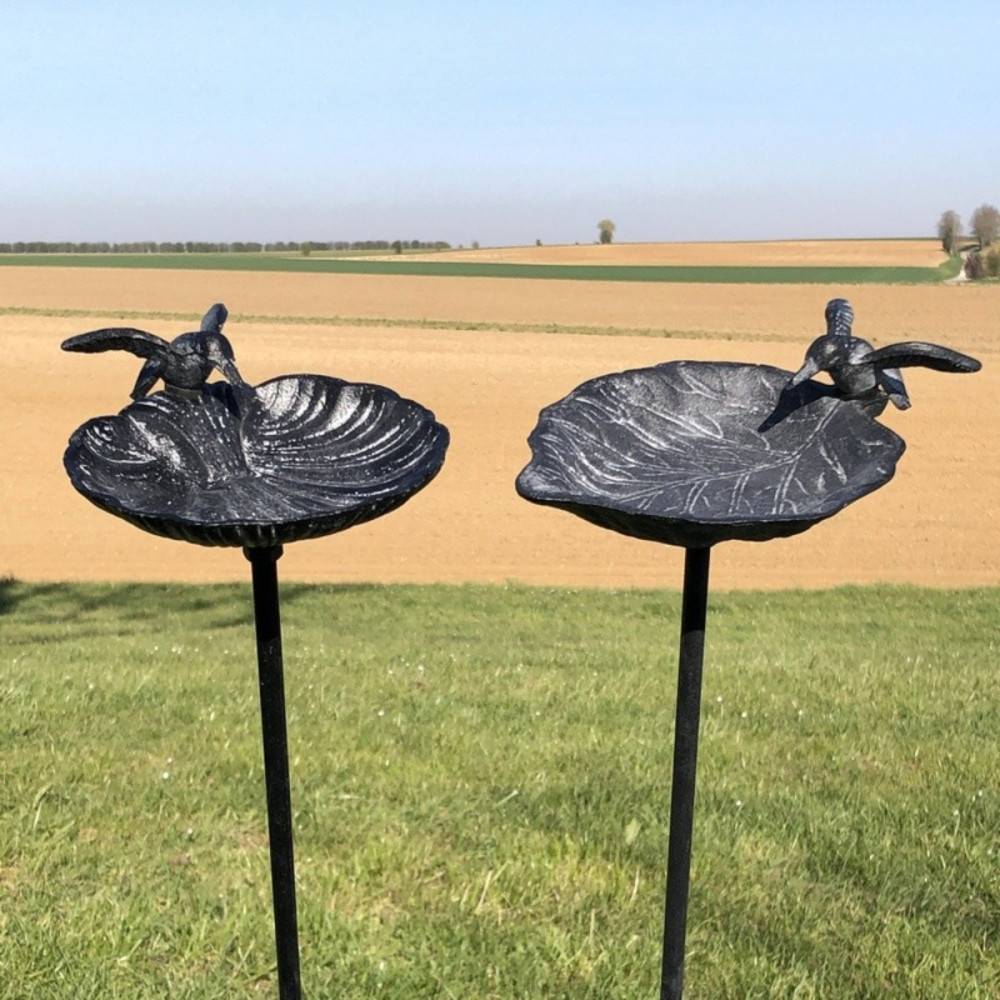 Bain d'oiseaux en fonte gris 15 x 100 cm Chemin de campagne - Imagen 3