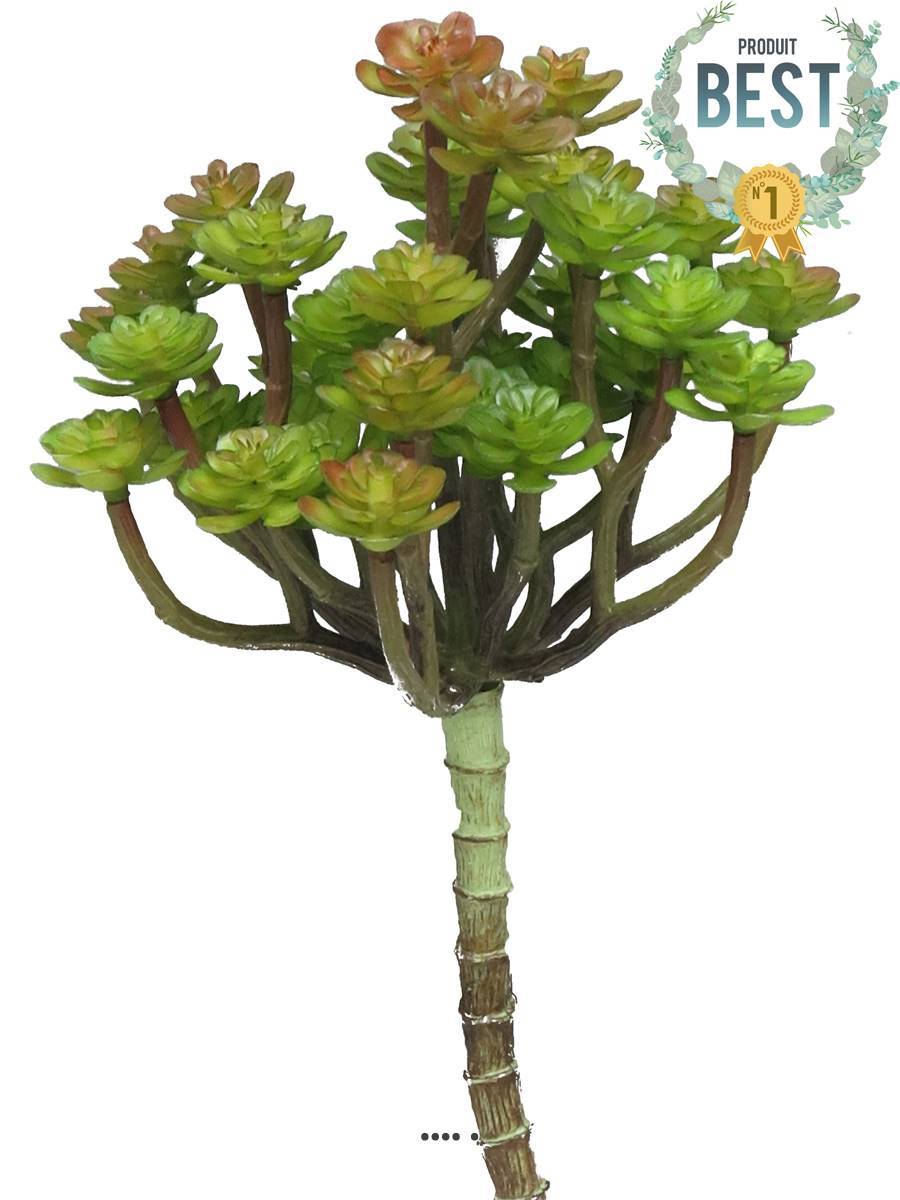 Artificielles - Mini têtes d'echeveria factices en piquet H22cm D12cm Vert-rouge -BEST - couleur: Vert-rouge - Imagen 1
