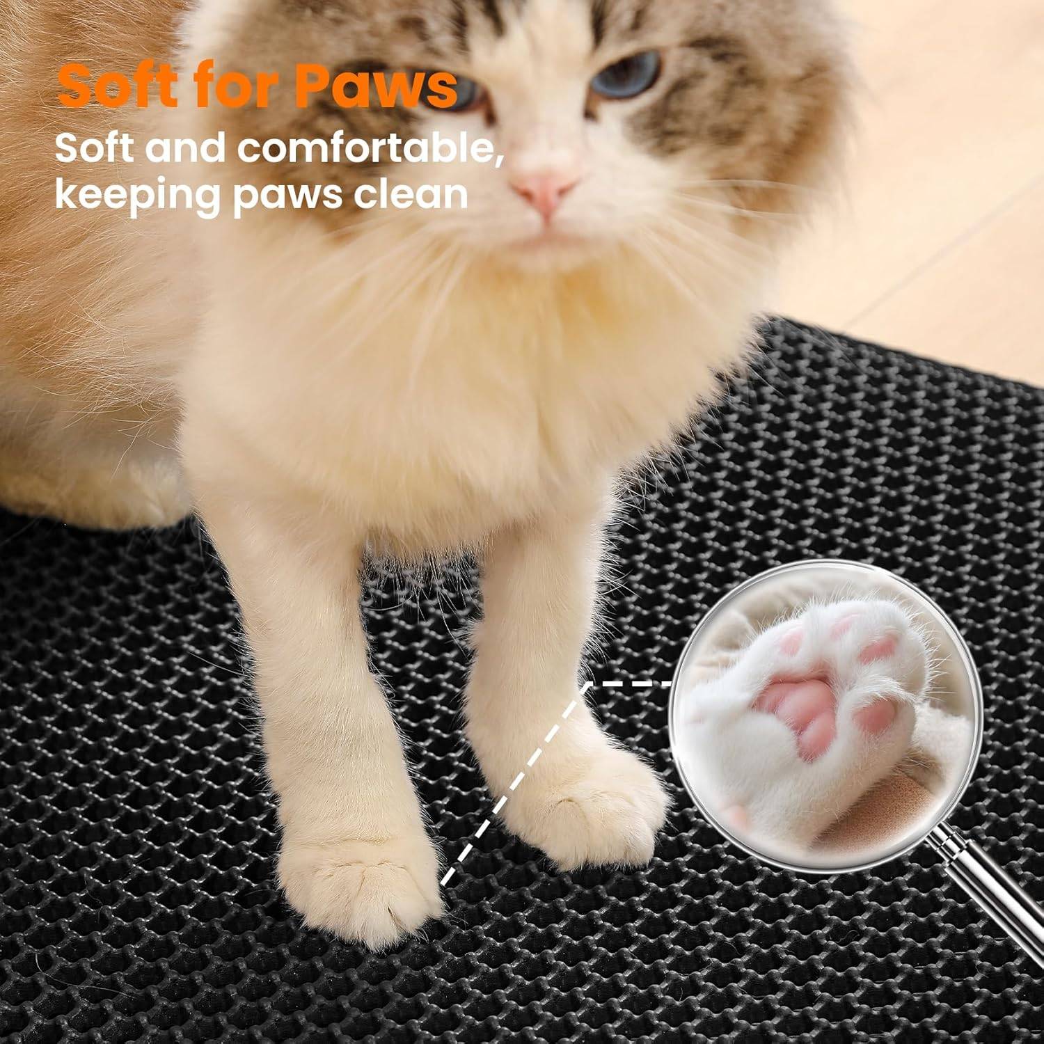 Tapis de litière pour chat, double couche, nid d'abeille, antidérapant, imperméable et anti-urine, accessoire pour chat, 55*75 cm, noir-Lytech - Image 5