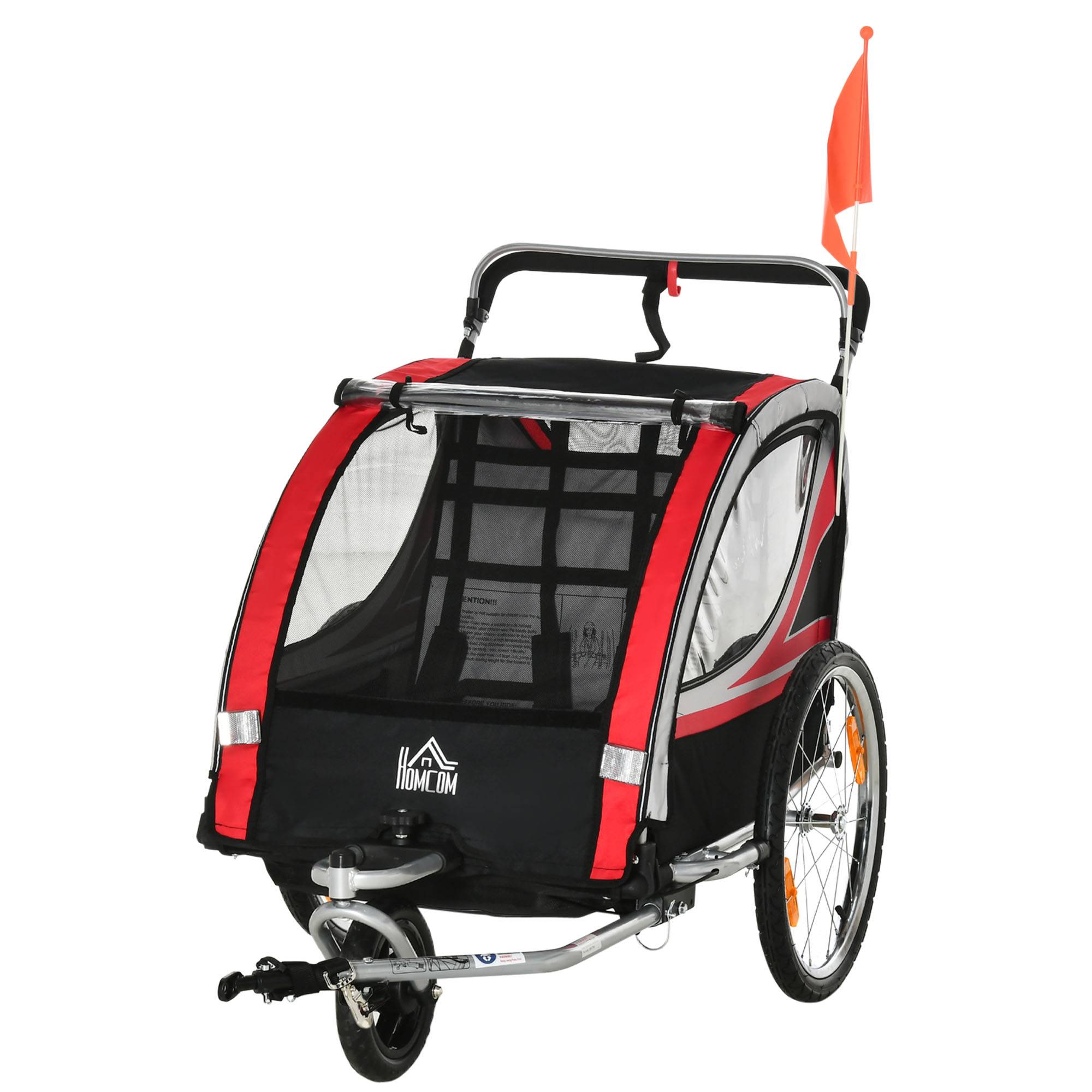 Remorque vélo enfant acier rouge 142 x 75 x 101 cm - PANGIVO - Image 1