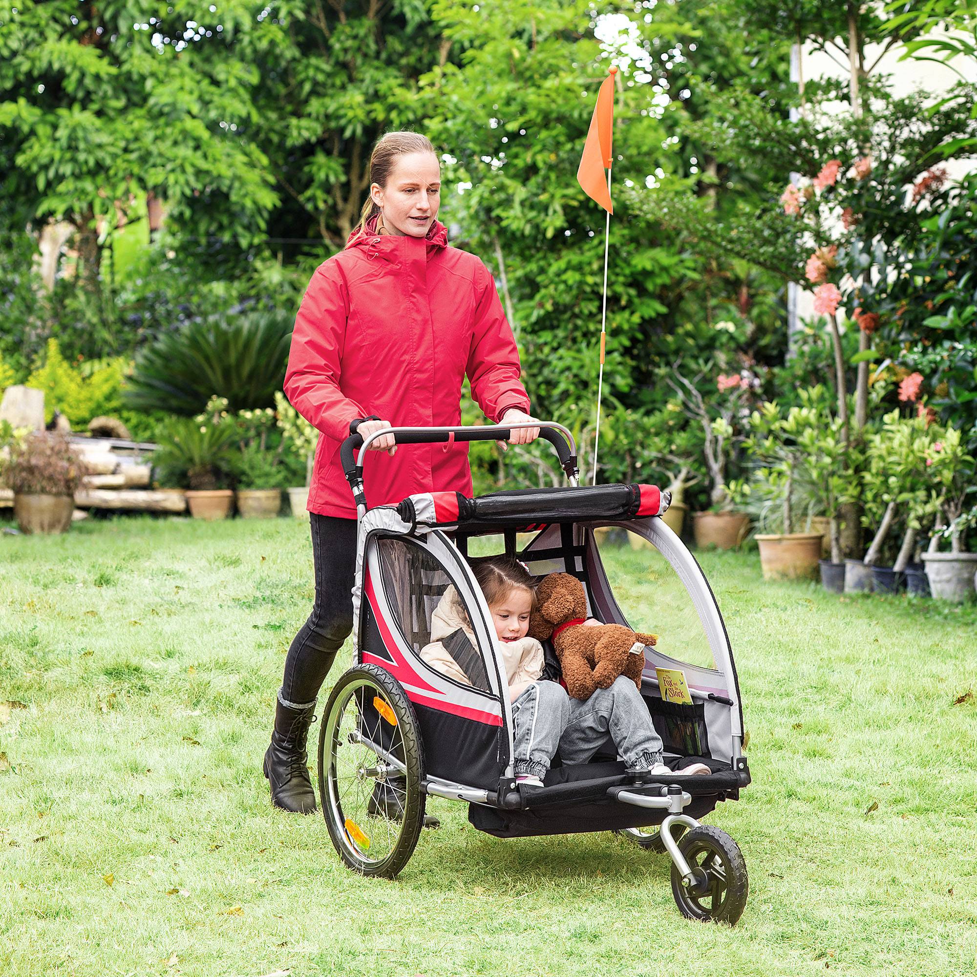 Remorque vélo enfant acier rouge 142 x 75 x 101 cm - PANGIVO - Image 4