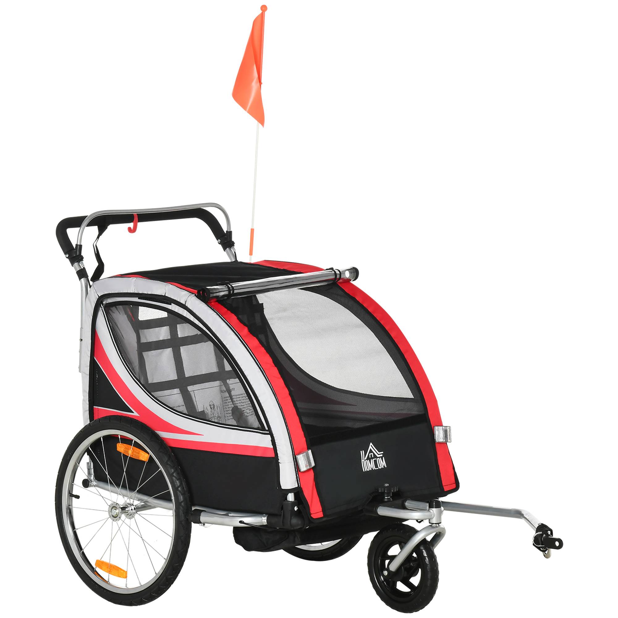 Remorque vélo enfant acier rouge 142 x 75 x 101 cm - PANGIVO - Image 2