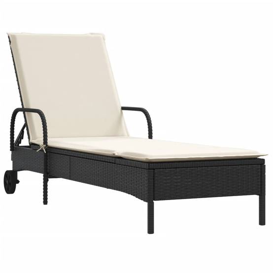 Duo Lits de Soleil Résine Tressée Noire Roulettes Dossier Inclinable Jardin Écru – ComfortXL Outdoor Living - Image 3