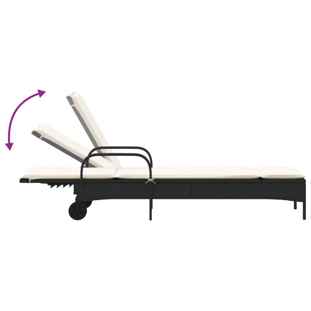 Duo Lits de Soleil Résine Tressée Noire Roulettes Dossier Inclinable Jardin Écru – ComfortXL Outdoor Living - Image 7
