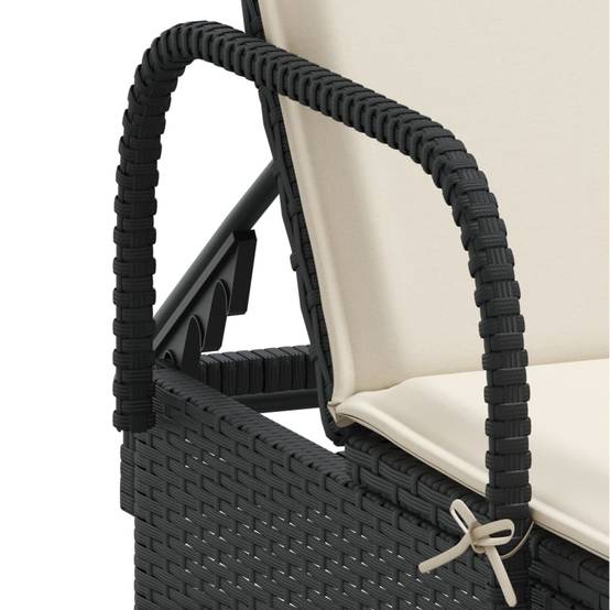 Duo Lits de Soleil Résine Tressée Noire Roulettes Dossier Inclinable Jardin Écru – ComfortXL Outdoor Living - Image 8