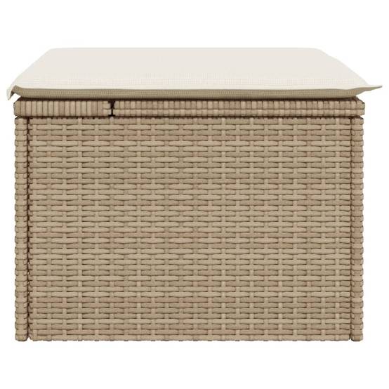 Tabouret de jardin | Repose-pied de jardin | Pouf avec coussin beige 55x55x37cm résine tressée Maison Chic - Image 5