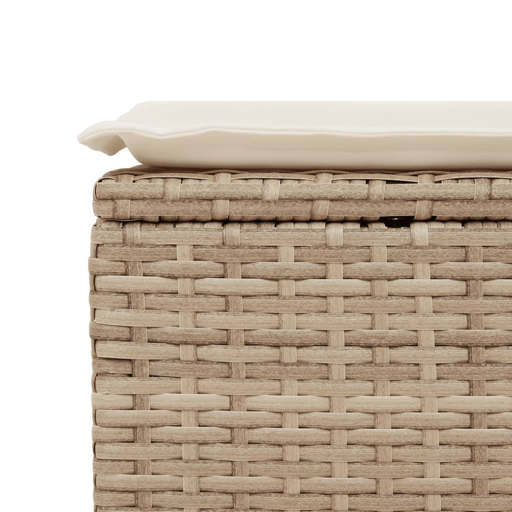 Tabouret de jardin | Repose-pied de jardin | Pouf avec coussin beige 55x55x37cm résine tressée Maison Chic - Image 7