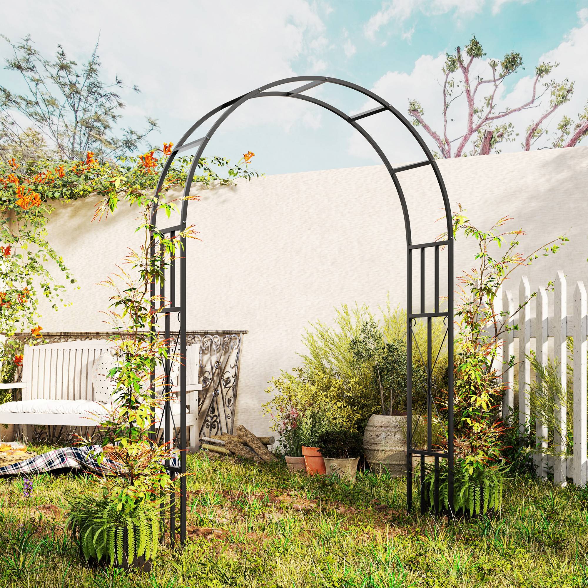 Arche de jardin acier noir 150 x 40 x 223 cm - PANGIVO - Image 4