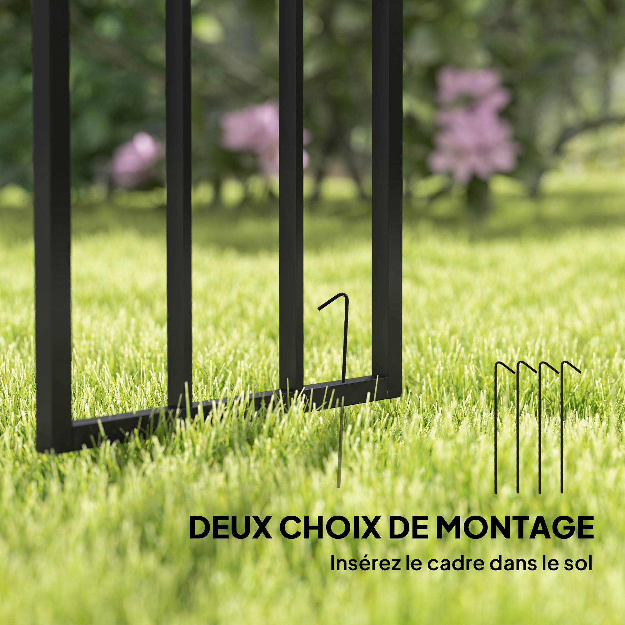 Arche de jardin acier noir 150 x 40 x 223 cm - PANGIVO - Image 7