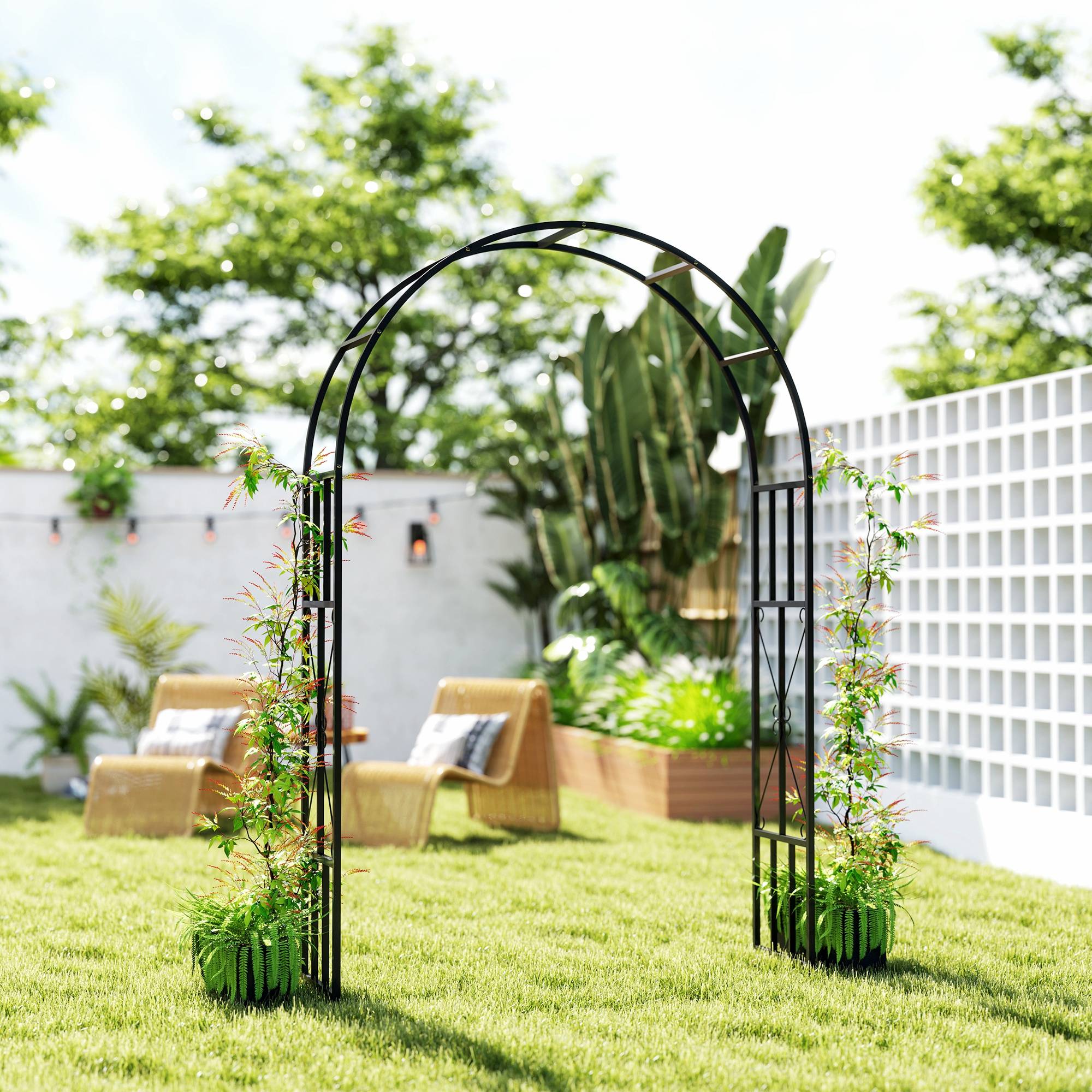 Arche de jardin acier noir 150 x 40 x 223 cm - PANGIVO - Image 10