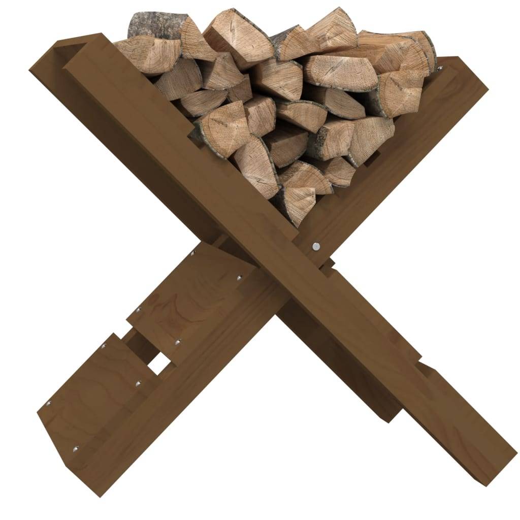 Range-bûches rustique en bois de pin massif Rangement pour cheminée 47x39,5x48 cm Miel - ComfortXL Outdoor Living - Image 4