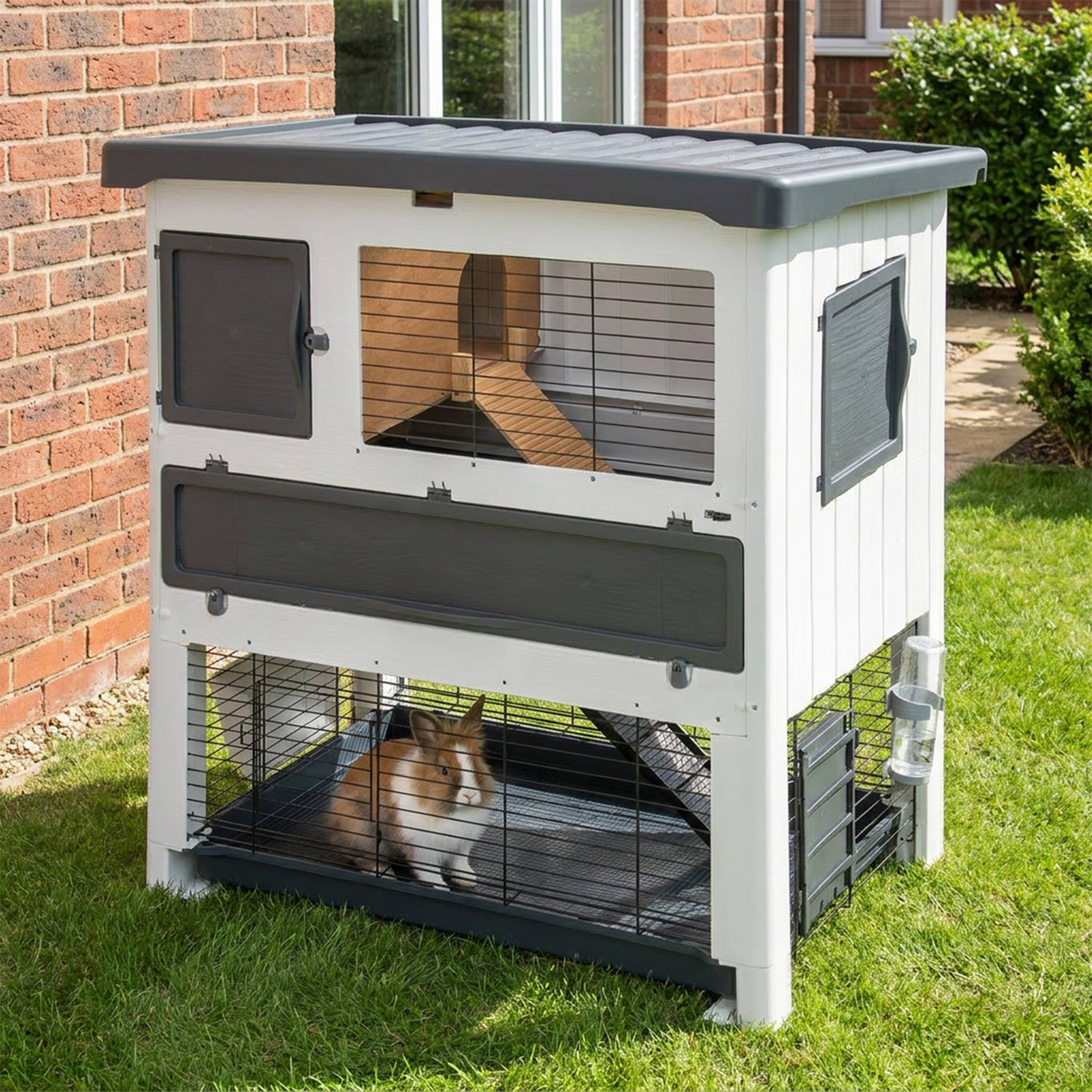 Ferplast - Ferplast Cage Lapin GRAND LODGE 140 PLUS, Clapier Extérieur 2 Étages, Lapins, Cochons d'Inde, Enclos pour Lapins Animaux Domestiques, avec Maisonnette - Imagen 3