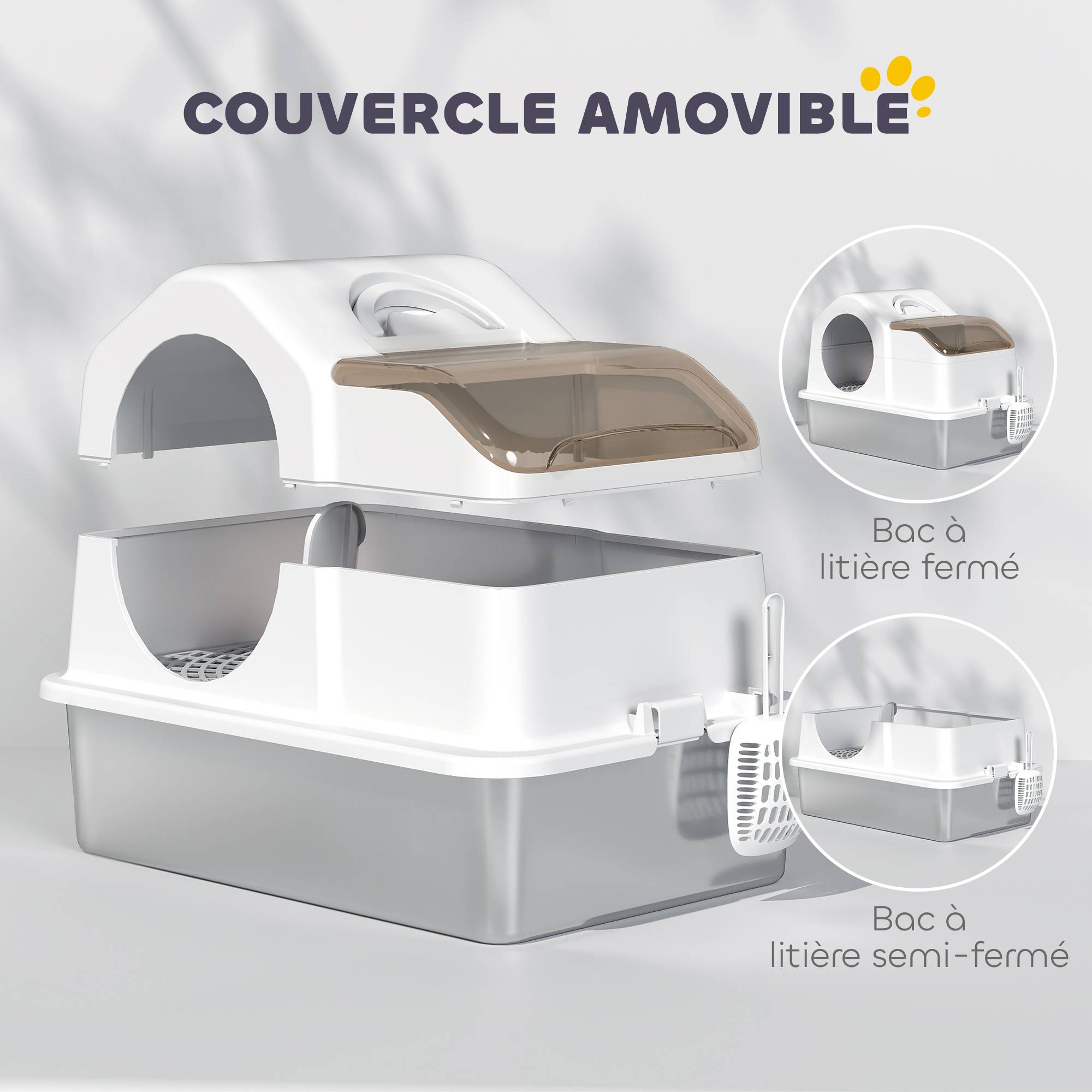 ComfortXL - Maison de toilette acier inoxydable intérieur anti-odeurs XL 60x40x45cm blanc - ComfortXL Outdoor Living - Image 6