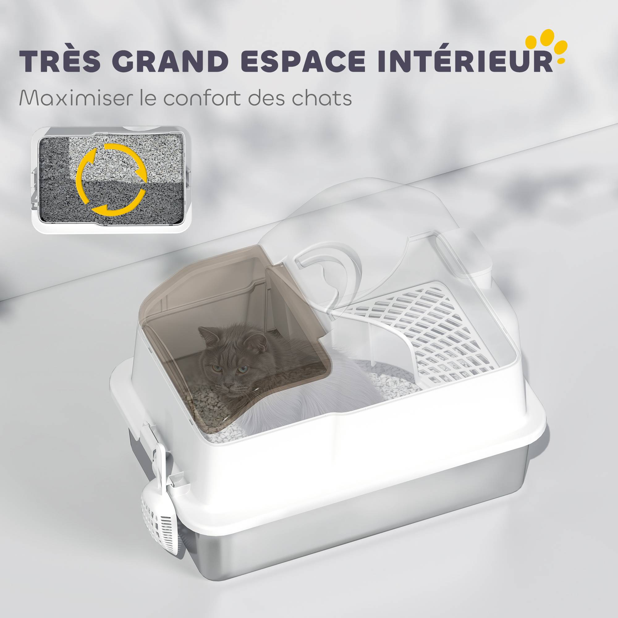 ComfortXL - Maison de toilette acier inoxydable intérieur anti-odeurs XL 60x40x45cm blanc - ComfortXL Outdoor Living - Image 7