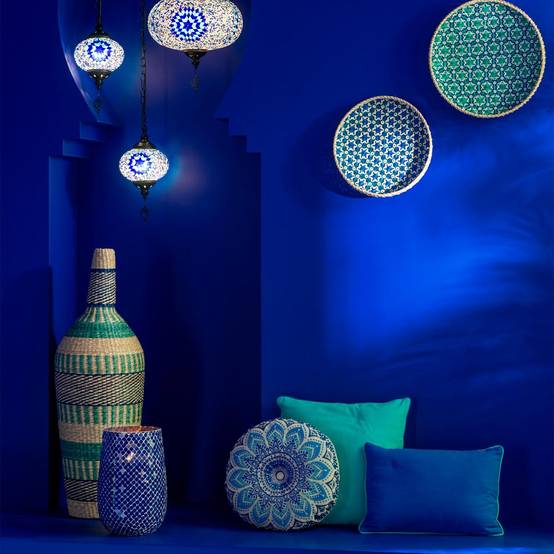 Vase Déco en Jonc "Ninon" 90cm Bleu - Image 3