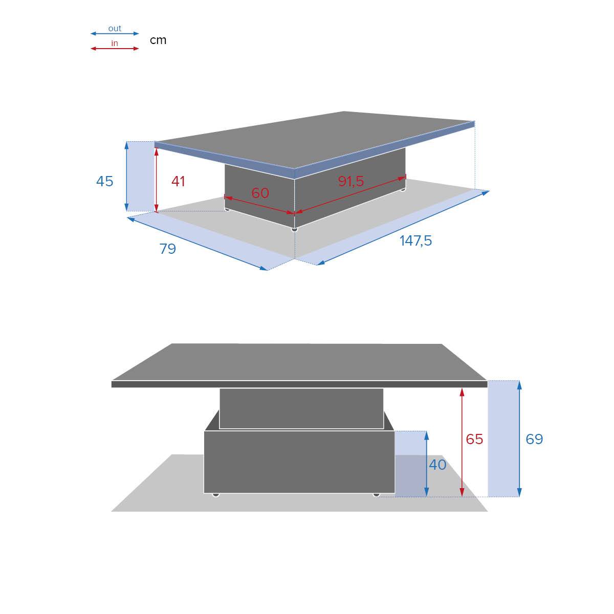 Hesperide - Table basse carrée relevable "Mooréa" savana en aluminium traité époxy et résine tressée Hespéride - Imagen 4
