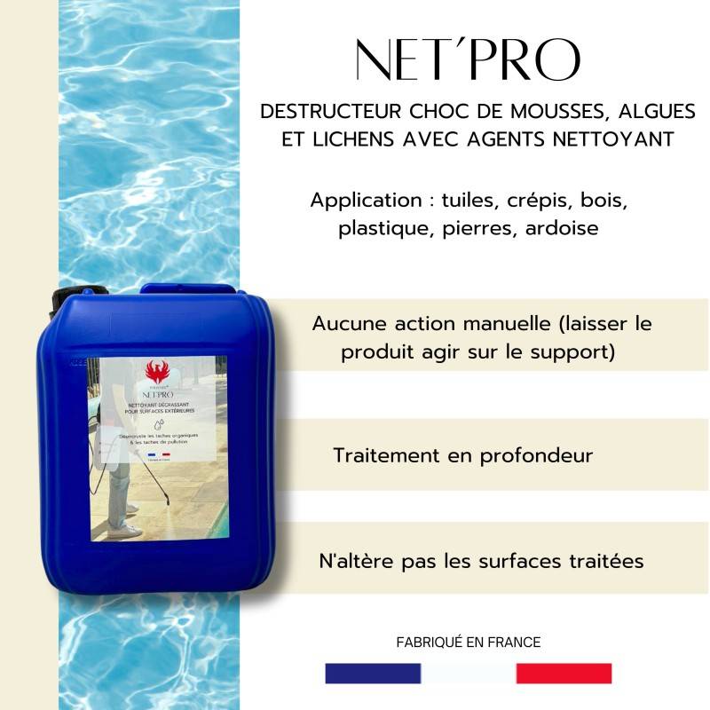 Nettoyant prêt à l'emploi toitures, façades, terrasses NET'PRO - 10 L - Image 2