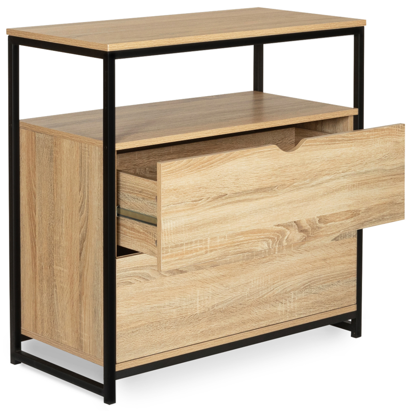 Commode 2 tiroirs DETROIT 80 cm design industriel avec étagère - Image 4